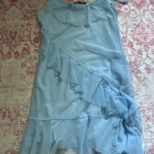 Elegant Blue Ruffled Dress